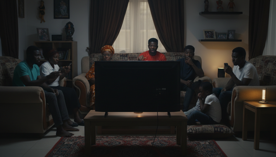A family watching football when the power goes out