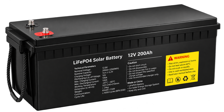 TSA-12V204Ah LiFePO4 Battery — front view