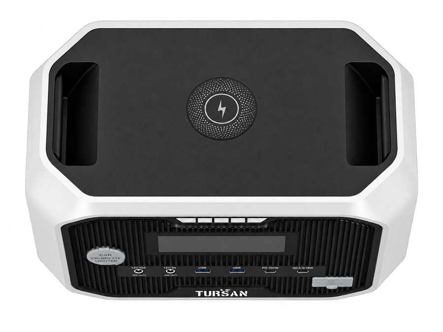 YC1200 Portable Power Station — front view with wireless charging
